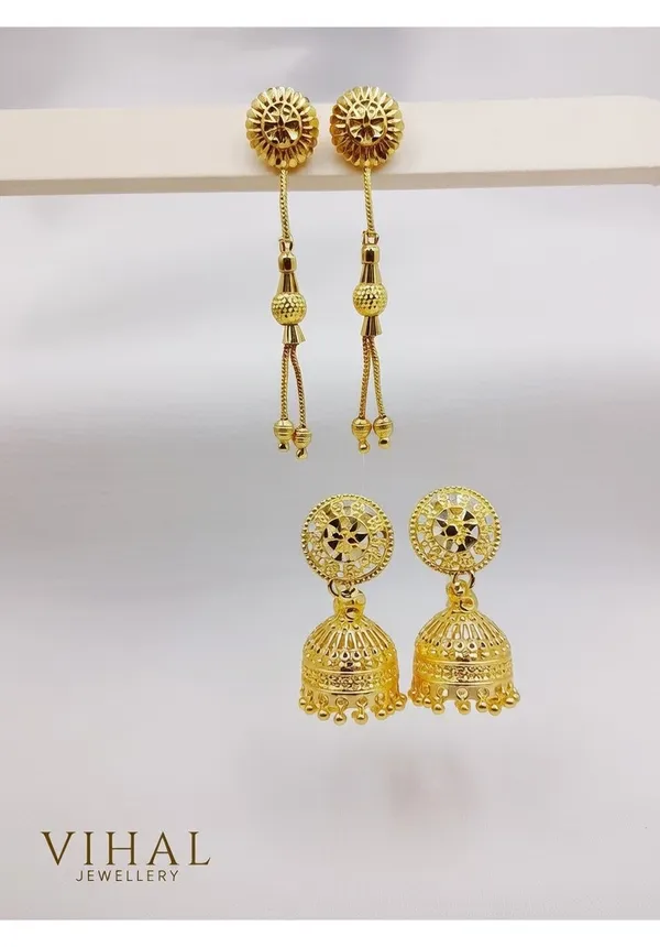 Stunning_Trio_Gold-Plated_Earring_Set_|_Traditional_Jhumka_&_Long_Dangle_Earrings