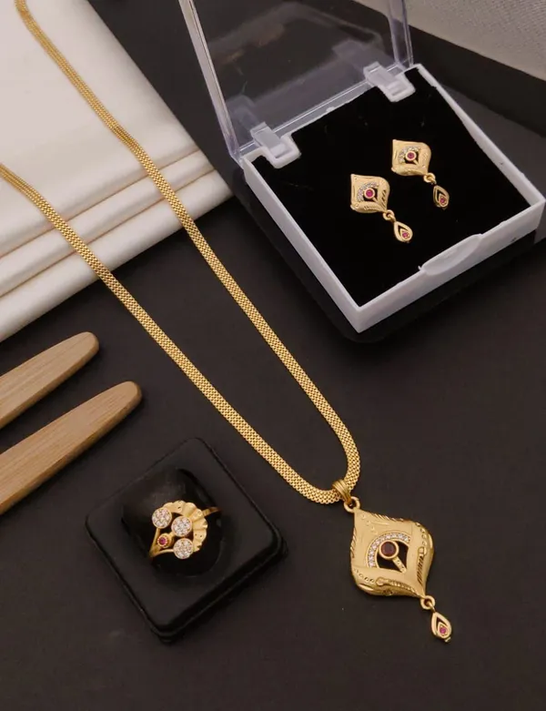 Traditional_Gold-Plated_Designer_Pendant_Set_with_Matching_Ring_|_Ruby_&_CZ_Stone_Temple_Jewelry