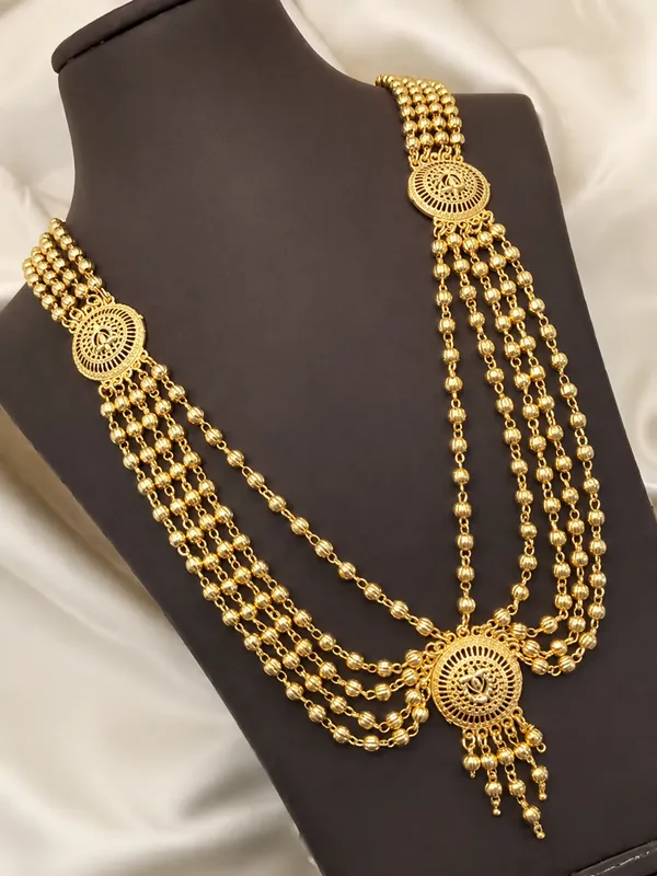 Traditional_Gold_Plated_Multi-Layer_Long_Necklace_Set_with_Round_Pendant_|_Designer_Ethnic_Jewellery_for_Women