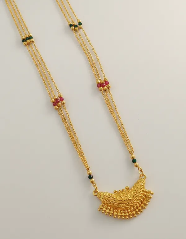 Traditional_Gold-Plated_Three-Layer_Chandrakor_Necklace_with_Ruby_&_Emerald_Accents