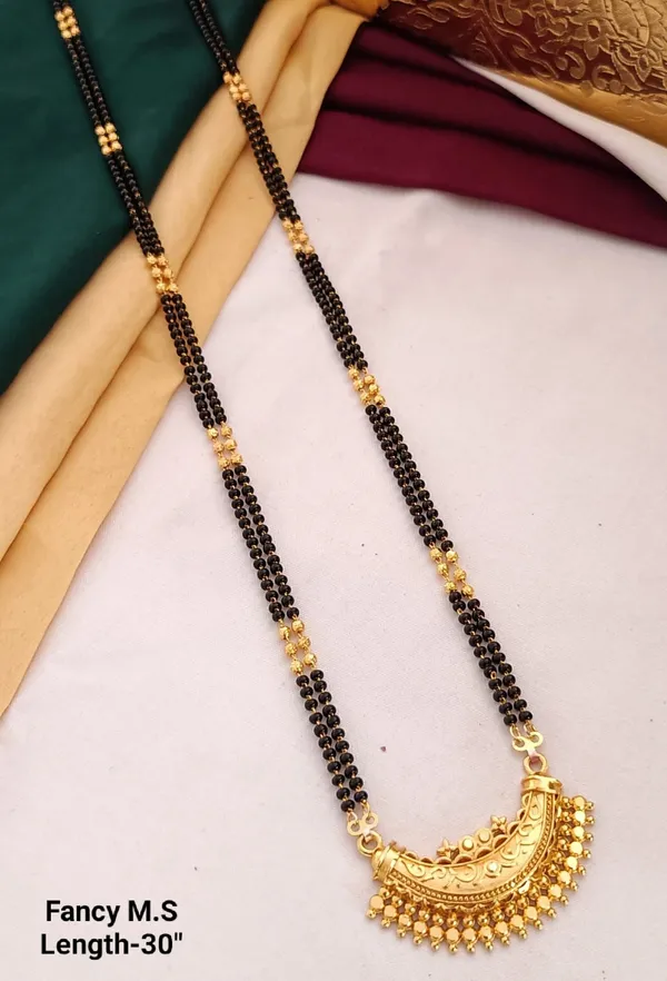 Traditional_Half_Moon_Antique_Gold-Plated_Mangalsutra_–_30_Inch_Chain