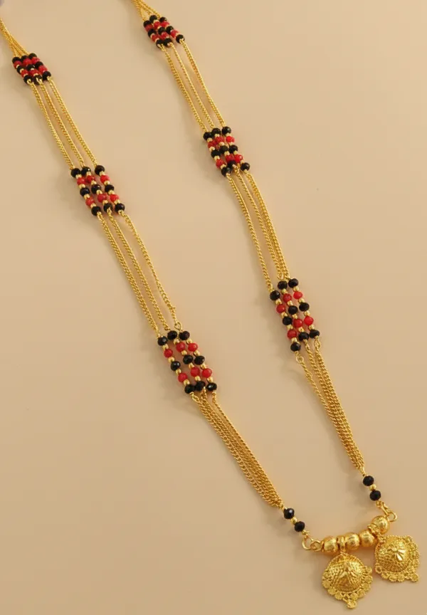 Traditional_Multi-Strand_Gold_and_Black_Bead_Mangalsutra_with_Floral_Pendants