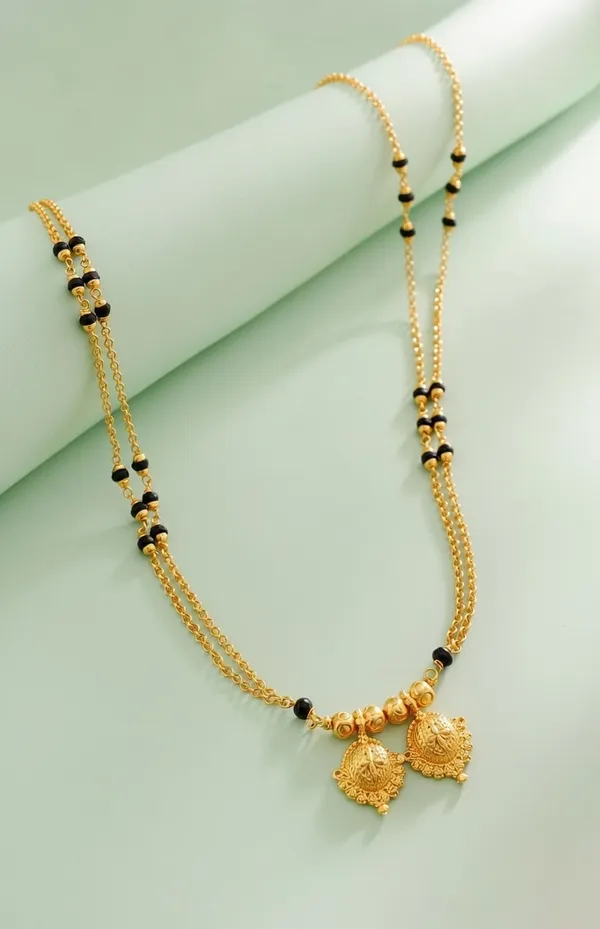 Traditional__Gold-Plated_Karimani_Bead_Necklace_with_Dual_Floral_Pendants