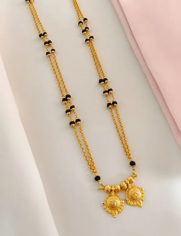 Traditional__Gold-Plated_Karimani_Bead_Necklace_with_Dual_Floral_Pendants