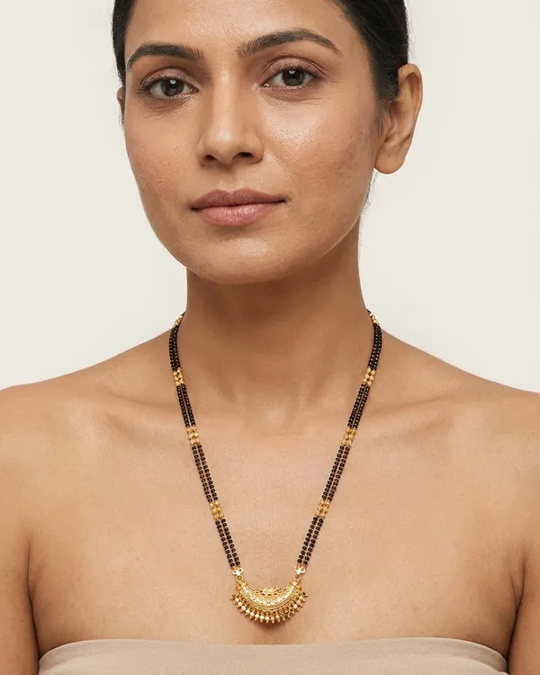 Traditional_Half_Moon_Antique_Gold-Plated_Mangalsutra_–_30_Inch_Chain