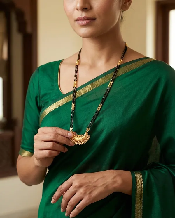 Traditional_Half_Moon_Antique_Gold-Plated_Mangalsutra_–_30_Inch_Chain