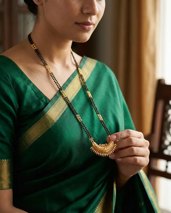 Traditional_Half_Moon_Antique_Gold-Plated_Mangalsutra_–_30_Inch_Chain