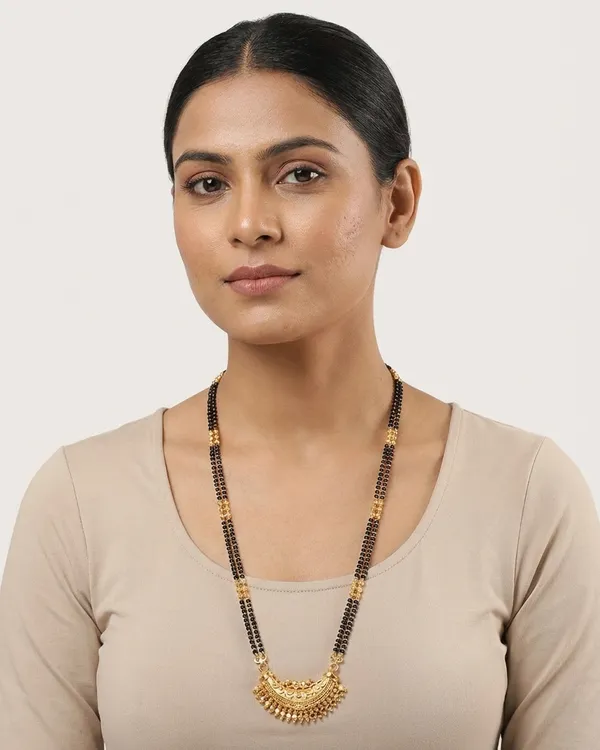 Traditional_Half_Moon_Antique_Gold-Plated_Mangalsutra_–_30_Inch_Chain