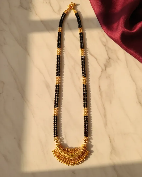 Traditional_Half_Moon_Antique_Gold-Plated_Mangalsutra_–_30_Inch_Chain