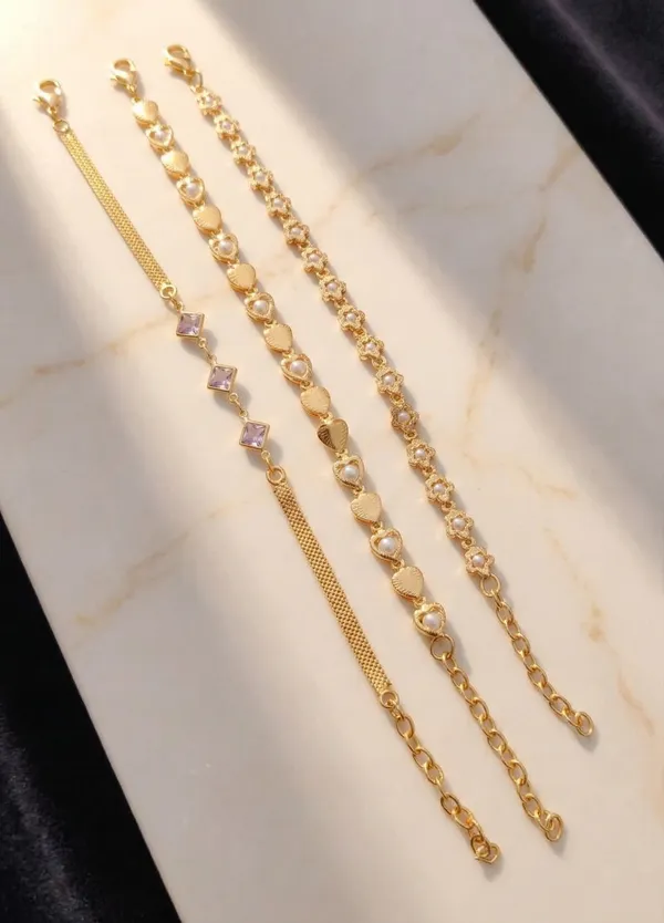 VIHAL_JEWELLERY_Gold_Plated_Designer_Bracelet_Combo_for_Women_|_Heart,_Floral,_and_Square_Stone_Charms_|_Adjustable_Daily_Wear_Bracelet_Set
