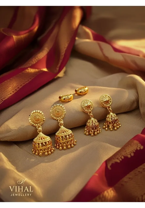 VIHAL_JEWELLERY_Traditional_Gold-Plated_Jhumka_&_Bali_Earring_Combo_Set