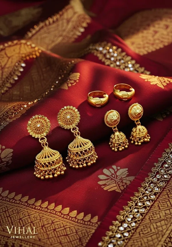 VIHAL_JEWELLERY_Traditional_Gold-Plated_Jhumka_&_Bali_Earring_Combo_Set