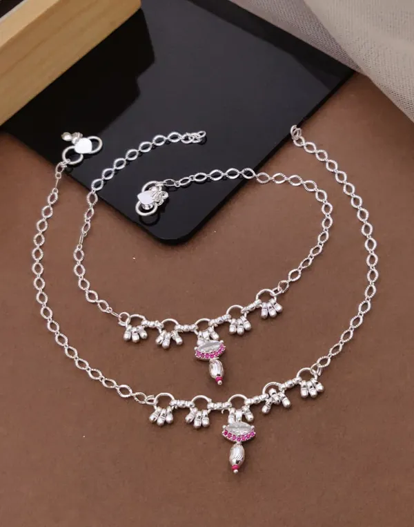 VIHAL_JEWELLERY_Traditional_Silver-Plated_Ethnic_Anklets_with_Ruby_Pink_Stones_&_Ghungroo_Charms_(Pair_of_2)