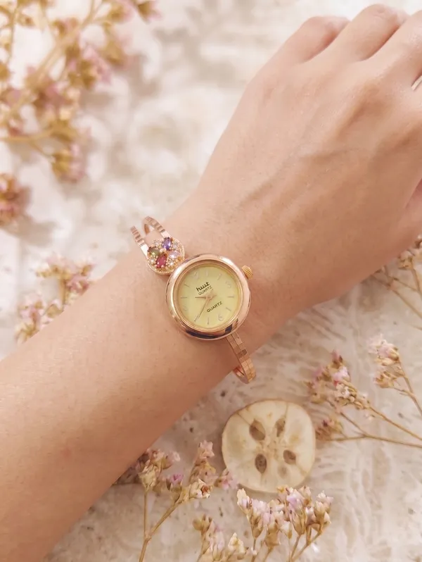 Vihal_Jewellery_Elegant_Rose_Gold_Plated_Multi-Color_Stone_Studded_Bracelet_Watch_for_Women