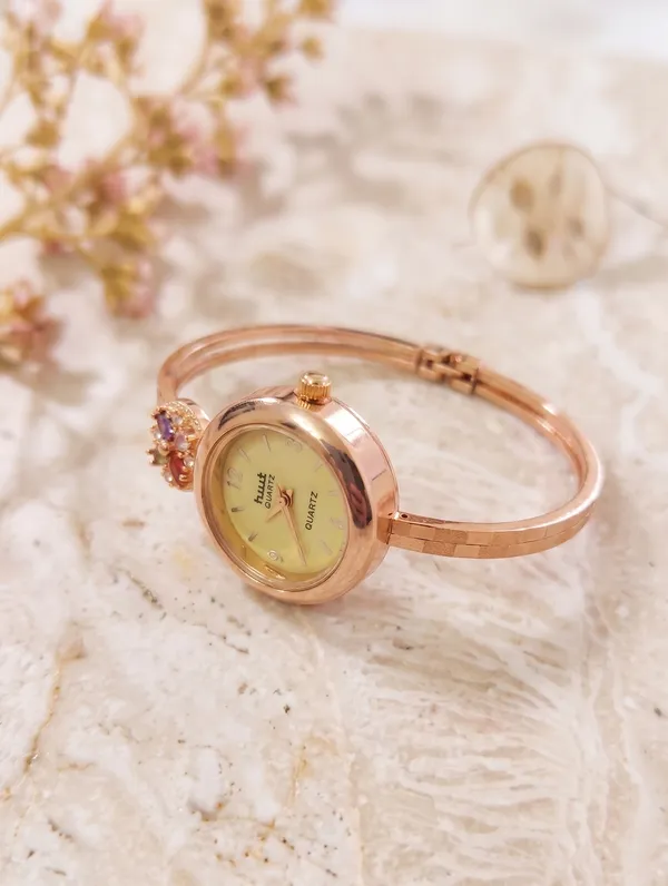 Vihal_Jewellery_Elegant_Rose_Gold_Plated_Multi-Color_Stone_Studded_Bracelet_Watch_for_Women