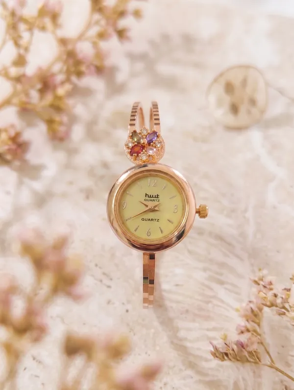 Vihal_Jewellery_Elegant_Rose_Gold_Plated_Multi-Color_Stone_Studded_Bracelet_Watch_for_Women