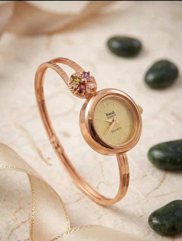 Vihal_Jewellery_Elegant_Rose_Gold_Plated_Multi-Color_Stone_Studded_Bracelet_Watch_for_Women