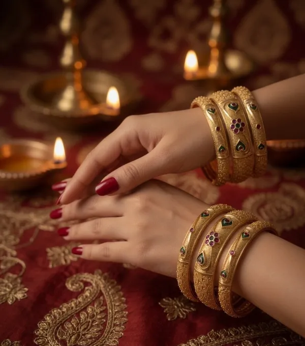 Gold_Plated_Traditional_Meenakari_Bangle_Set_for_Women_-_Set_of_6_Floral_Design_Antique_Finish_Kangan