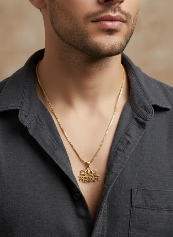 Gold-Plated_Mahakal_Pendant_with_Dotted_Box_Chain