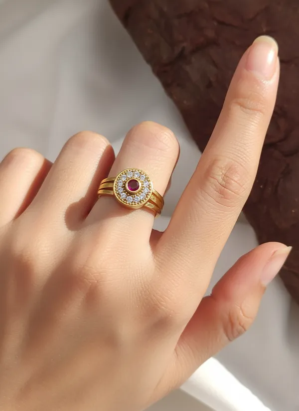 3_Pcs_Of_High_Gold_Plated_Anamika_Adjustable_diamond_rings_for_women