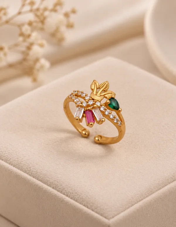 Adjustable_Gold-Plated_Floral_Ring_with_Pink_&_White_CZ_Baguette_Stones