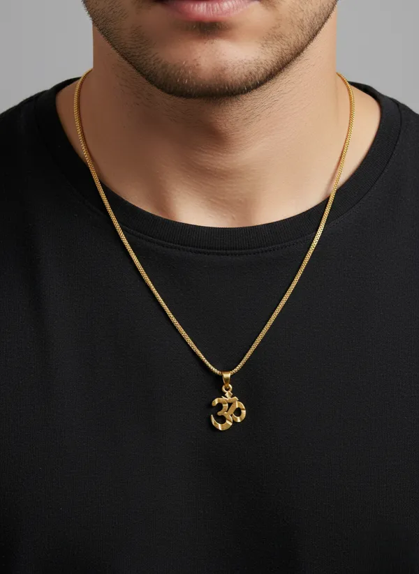 Gold-Plated_"Om"_Pendant_with_Dotted_Chain