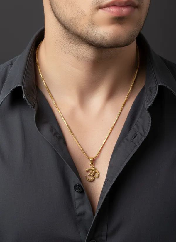 Gold-Plated_"Om"_Pendant_with_Dotted_Chain