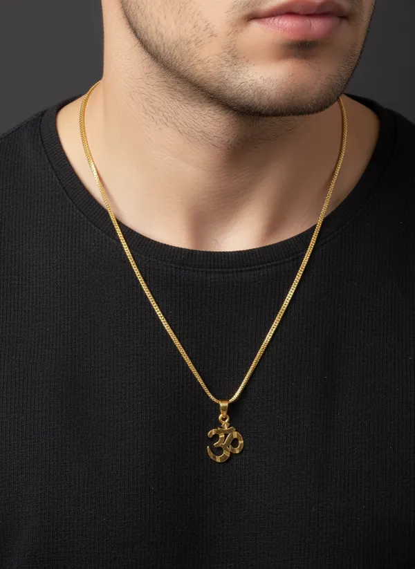 Gold-Plated_"Om"_Pendant_with_Dotted_Chain