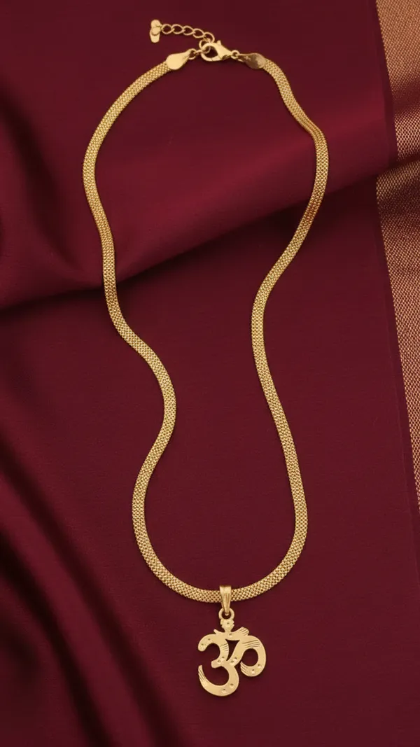 Gold-Plated_"Om"_Pendant_with_Dotted_Chain