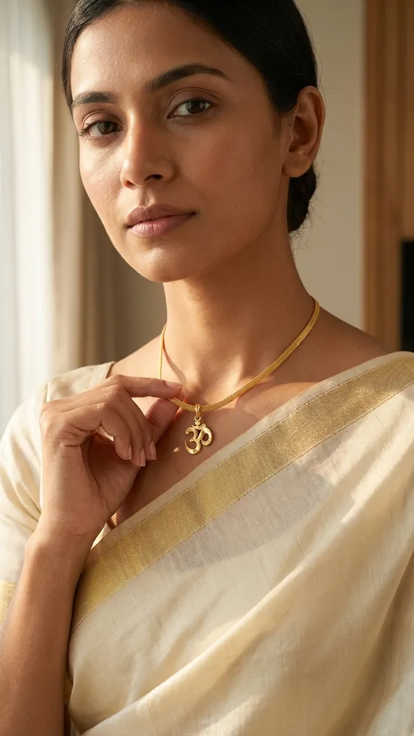 Gold-Plated_"Om"_Pendant_with_Dotted_Chain