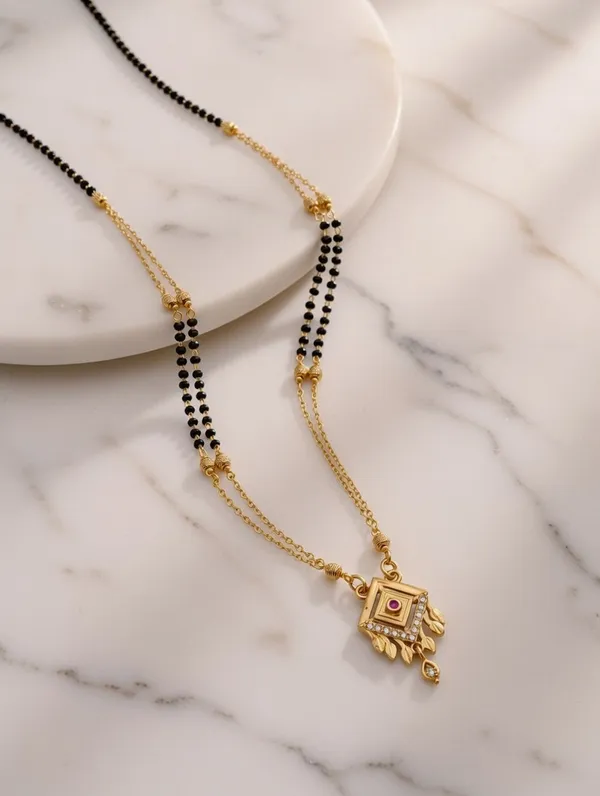 Traditional_Gold-Plated_Rhombus_Pendant_Mangalsutra_with_Ruby_Accents