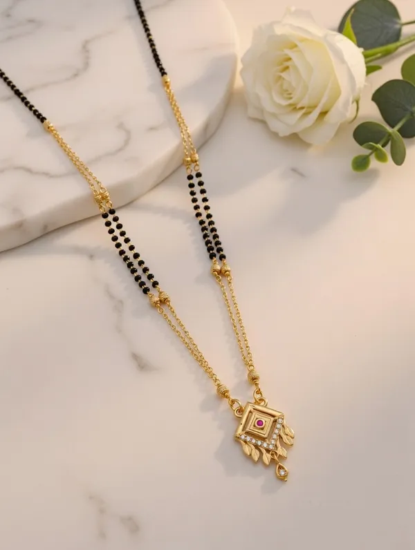 Traditional_Gold-Plated_Rhombus_Pendant_Mangalsutra_with_Ruby_Accents