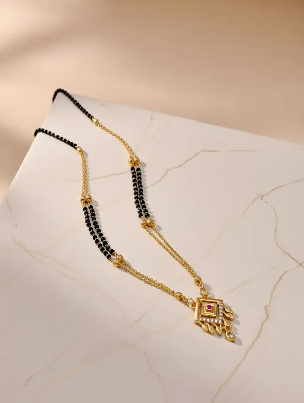 Traditional_Gold-Plated_Rhombus_Pendant_Mangalsutra_with_Ruby_Accents