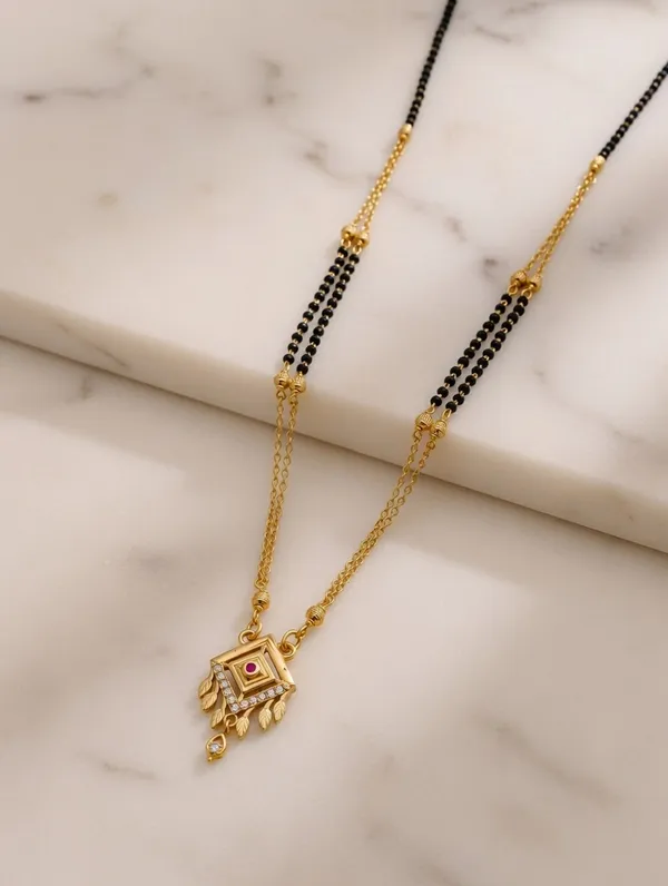 Traditional_Gold-Plated_Rhombus_Pendant_Mangalsutra_with_Ruby_Accents