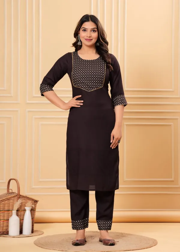 Brown_cotton_Rayon_Kurti_Dupatta_set_For_women
