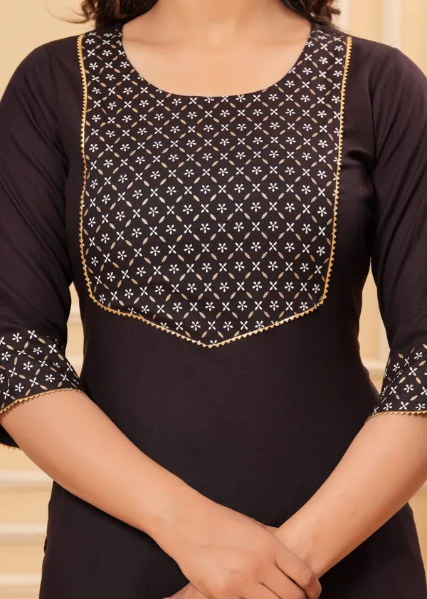 Brown_cotton_Rayon_Kurti_Dupatta_set_For_women