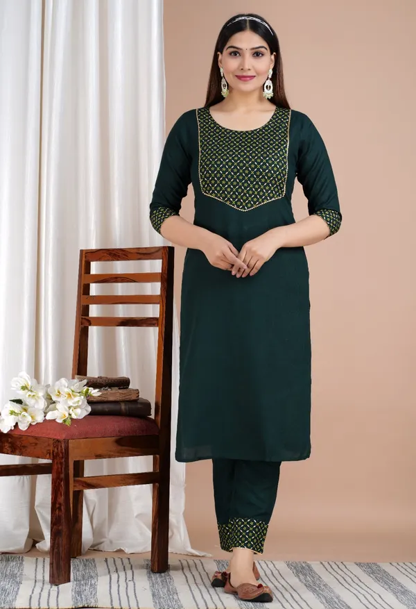 Green_Rayon_Printed_Kurta_,_Pant_&_Dupatta_set_For_Women