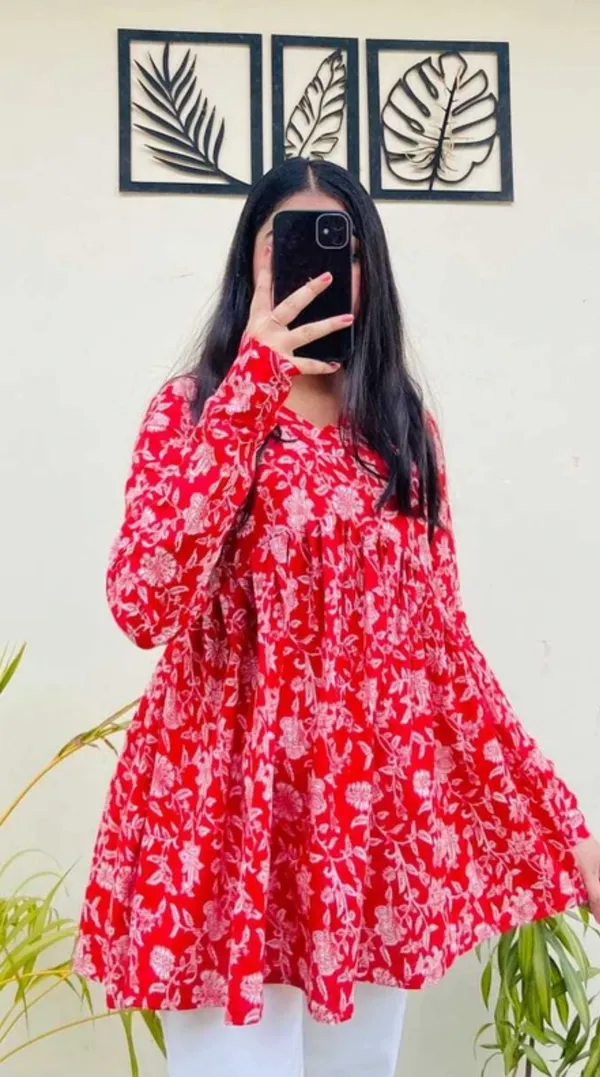 Women_Red_Floral_Printed_Long_Sleeve_Tunic_Top