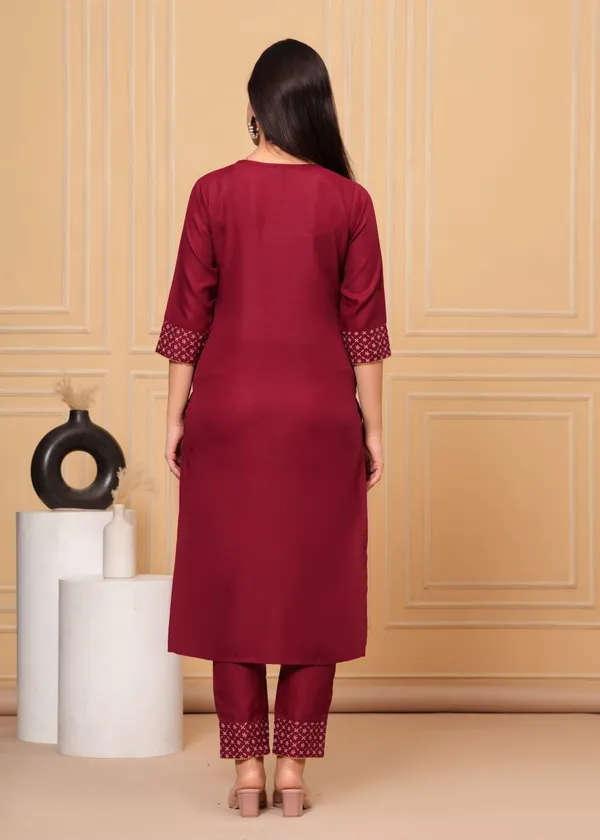 Red_Rayon_Printed_Kurti,_Pant_&_Dupatta_Set_For_Women
