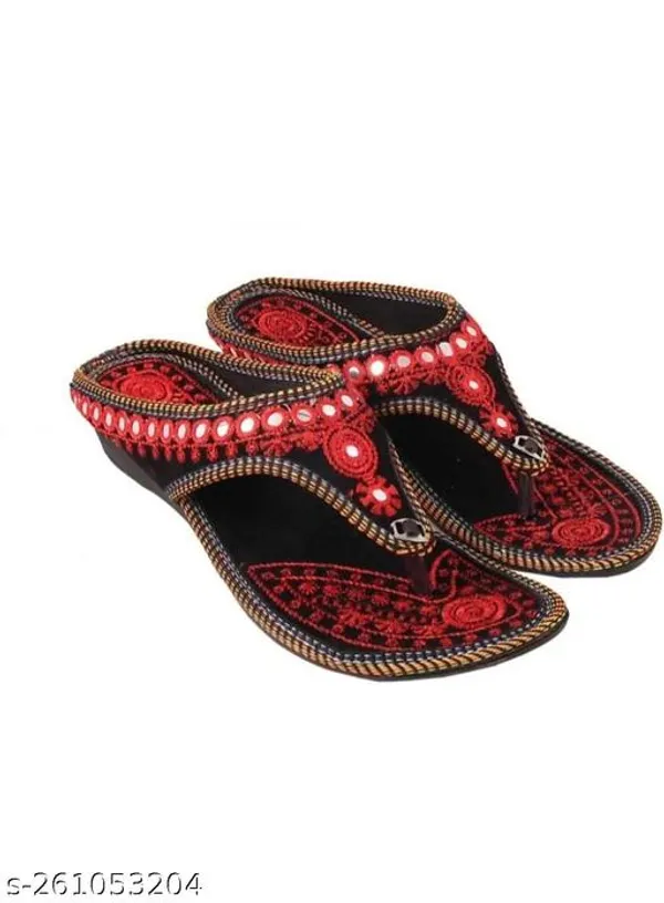 Red_Kanch_Velvet_Flats_For_Women
