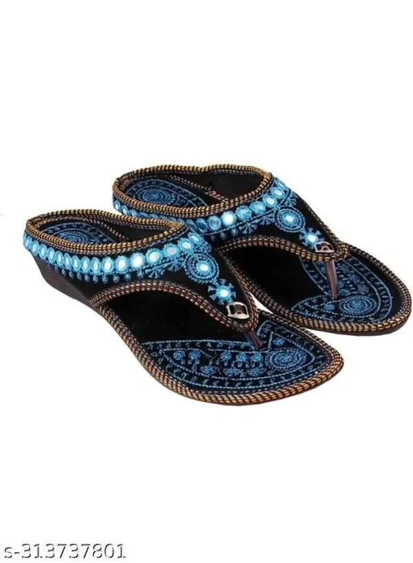 Skyblue_Firozi_Kanch_Velvet_Flats_For_Women
