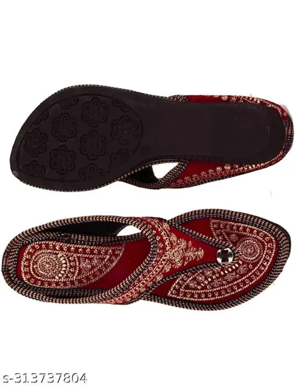 Maroon_Cherry_Kanthi_Velvet_Flats_For_Women