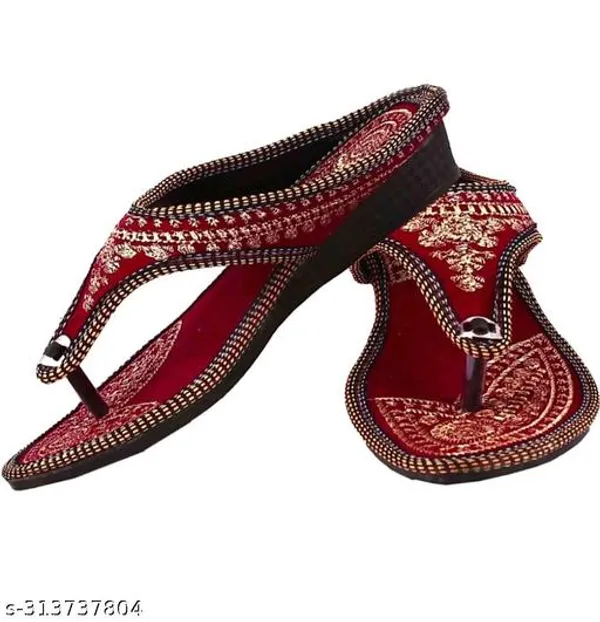 Maroon_Cherry_Kanthi_Velvet_Flats_For_Women