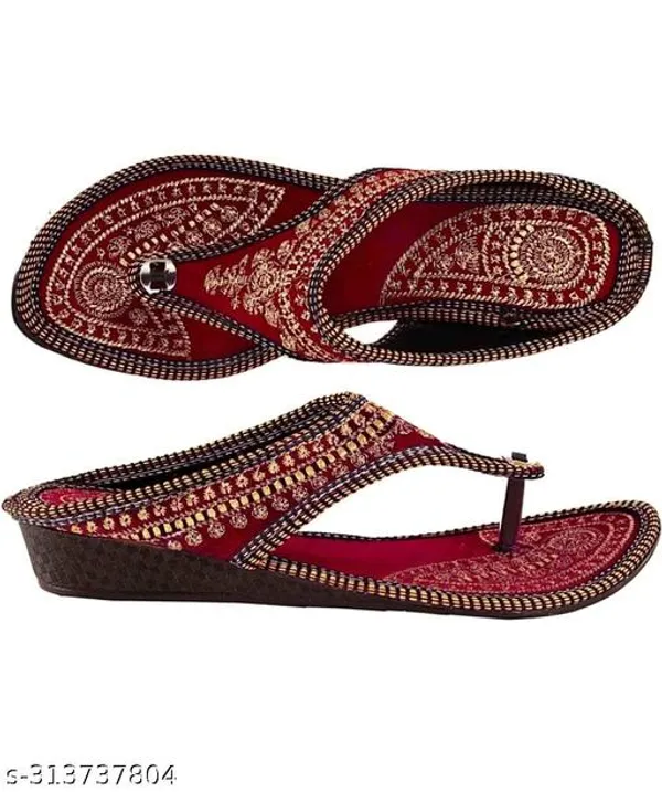 Maroon_Cherry_Kanthi_Velvet_Flats_For_Women