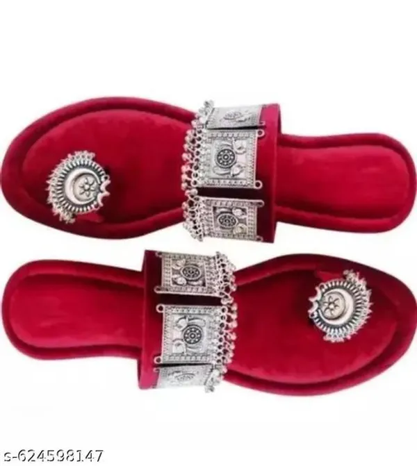 Maroon_Luxury_Ethnic_Synthetic_Flats_Chappal_For_Women