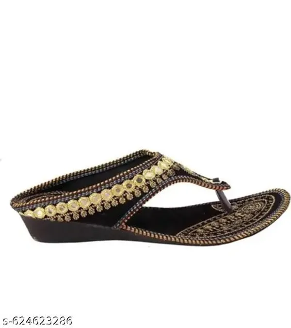 Black_Premium_Zari_Velvet_Flats_Chappal_For_Women