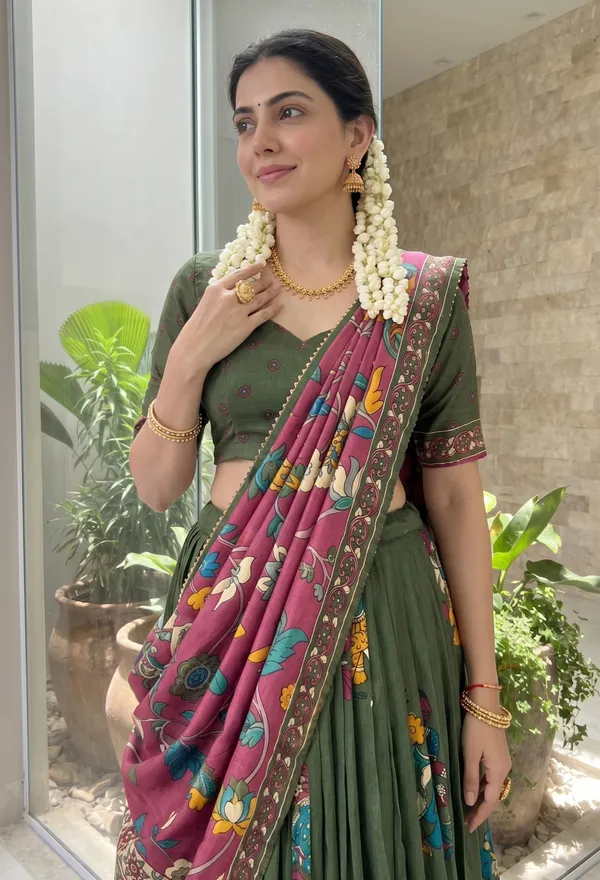 Traditional_Wear_Green_Color_Lehenga_Choli_With_Pretty_Dupatta