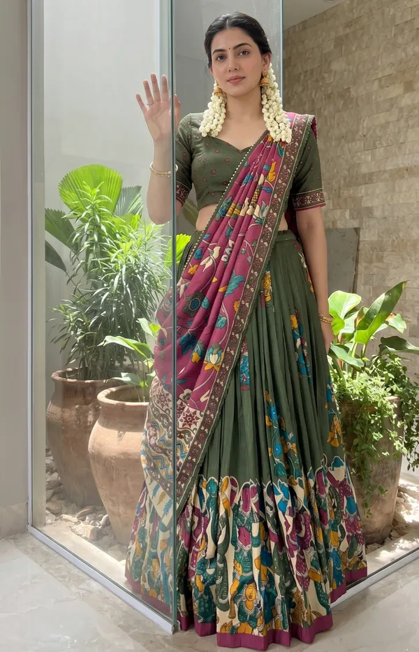 Traditional_Wear_Green_Color_Lehenga_Choli_With_Pretty_Dupatta