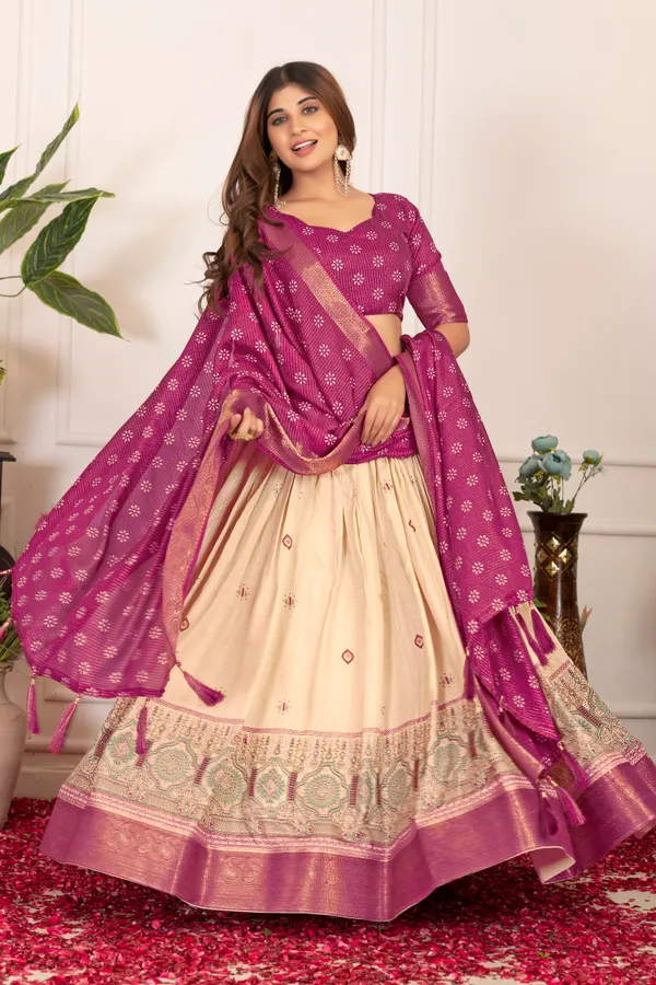 Wine_With_Presenting_a_perfectly_blended_Tussar_silk_lehenga_for_festive_season_to_charm_your_look
