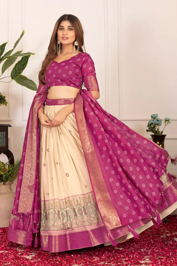 Wine_With_Presenting_a_perfectly_blended_Tussar_silk_lehenga_for_festive_season_to_charm_your_look